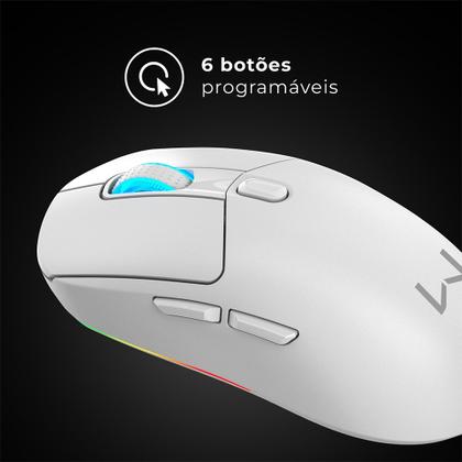 Imagem de Mouse Warrior Magnus 10000dpi Tri Mode Com Base Carregadora  Branco Mo422