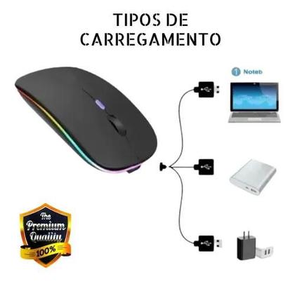 Imagem de Mouse Wireless Recarregável Led Rgb 2.4 Ghz Sem Fio Barato