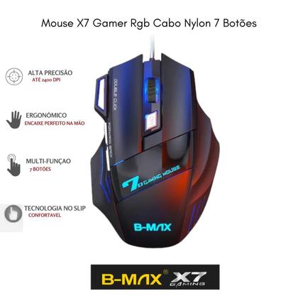 Imagem de Mouse X7 Gamer Rgb Cabo Nylon 7 Botões - Original B-max