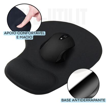 Imagem de Mousepad com Descanso Apoio de Pulso Ergonômico Confortável para Mouse Almofadinha Antiderrapante