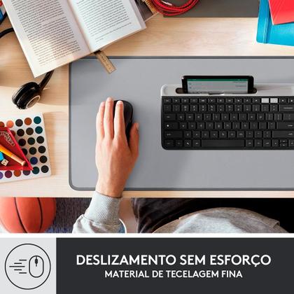 Imagem de Mousepad Desk Mat Logitech Studio Series, Grande 300x700mm, Antiderrapante, Design Resistente a Respingos, Cinza - 956-000047