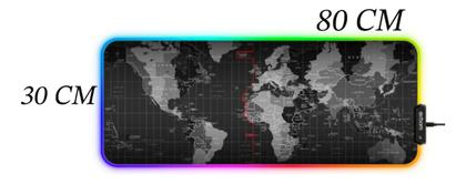 Imagem de Mousepad Gamer Grande Com Led RGB 80x30cm - Mapa Mundi