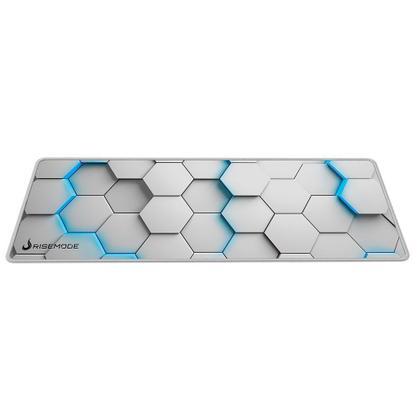Imagem de Mousepad Gamer Rise Mode 3D 01, Estendido 900x300mm, Borda Costurada, Branco - RM-MP-3D1-W