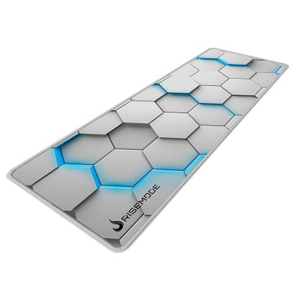 Imagem de Mousepad Gamer Rise Mode 3D 01, Estendido 900x300mm, Borda Costurada, Branco - RM-MP-3D1-W