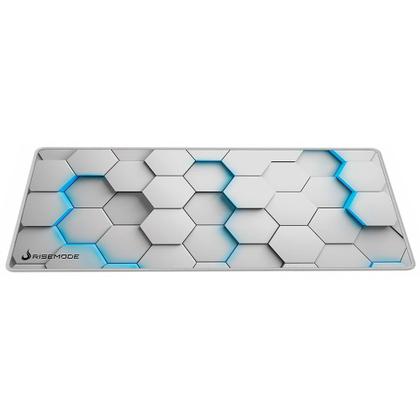 Imagem de Mousepad Gamer Rise Mode 3D 01, Estendido Pro 900x400mm, Borda Costurada, Branco - RM-MPP-3D1-W