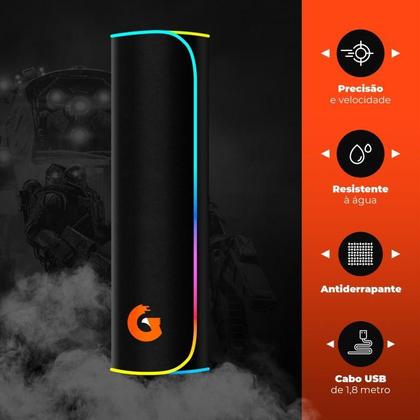 Imagem de Mousepad Gamer Shadow Light Rgb 80x30 Resiste a Água Geonav