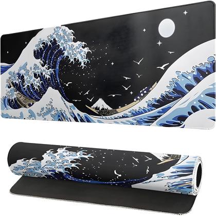 Imagem de Mousepad Gamer XL/XXL Antiderrapante HD - Personalizado com Design de Ondas Japonesas