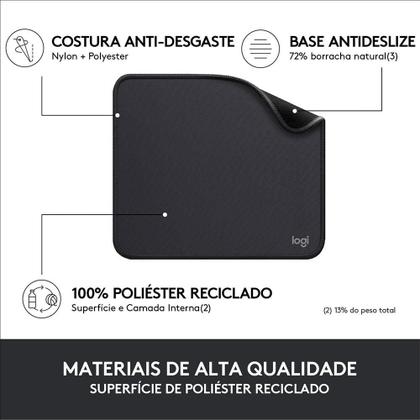 Imagem de Mousepad Studio Series Logitech Portátil, 200x300mm, Antiderrapante, Resistente a Derramamentos, Grafite - 956-000035
