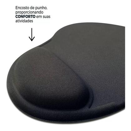Imagem de Mousepad suporte pulso com suporte ergonomico pad gel home office neoprene