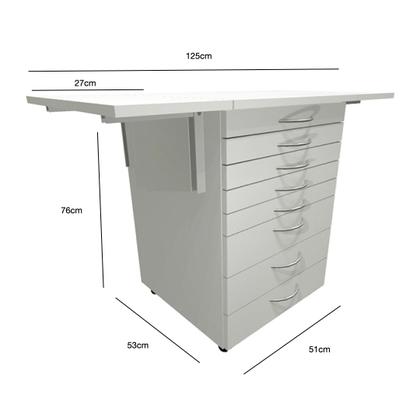 Imagem de Móveis Odontológicos - Mesa Auxiliar -7 Gavetas C/ Abas