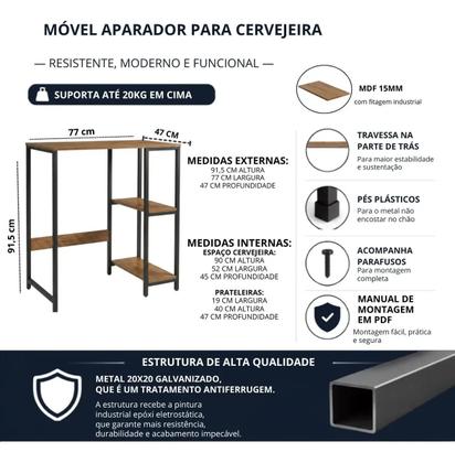 Imagem de Móvel Bar Estilo Industrial Para Frigobar Adega Cervejeira