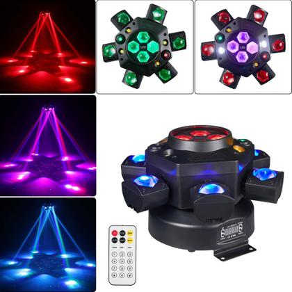 Imagem de Moving Head DJ Lights Lâmpada de 6 braços com controle remoto 150 w RGBW 4 em 1 LED DJ Luzes de palco Moving Head Disco Light DMX512 e luz giratória ativada por som Starlight for Wedding Live House KTV Bar & Club