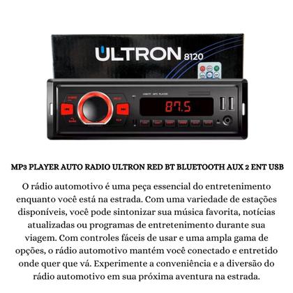 Imagem de Mp3 player auto radio ultron red bt bluetooth aux 2 ent usb