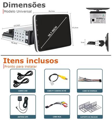 Imagem de MP5 Automotivo Universal Central Multimidia Android Auto Carplay Tela 10 Poleg Flutuante