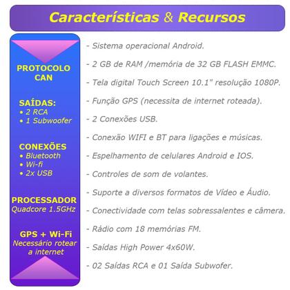 Imagem de MP5 Automotivo Universal Central Multimidia Android Auto Carplay Tela 10 Poleg Flutuante