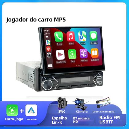 Imagem de MP5 Player Carro Universal 7" - Tela Retrátil Android Auto/CarPlay GPS