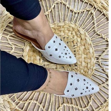 Imagem de Mule feminino sandália sapatilha bico fino pedra super confortável perfeito para todas ocasiões ,material de qualidade e com uma super durabilidade