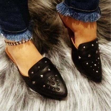 Imagem de Mule feminino sandália sapatilha bico fino pedra super confortável perfeito para todas ocasiões ,material de qualidade e com uma super durabilidade