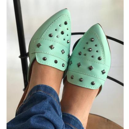 Imagem de Mule feminino sandália sapatilha bico fino pedra super confortável perfeito para todas ocasiões ,material de qualidade e com uma super durabilidade