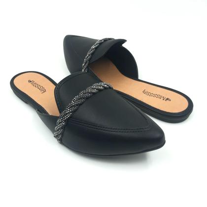 Imagem de Mule Mississipi Bico Fino Com Brilho Preto 761