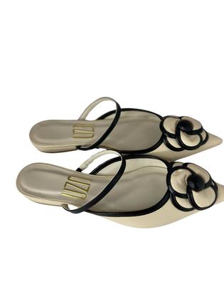 Imagem de Mule Uza Salto Baixo Bico Fino Com Detalhe de Flores