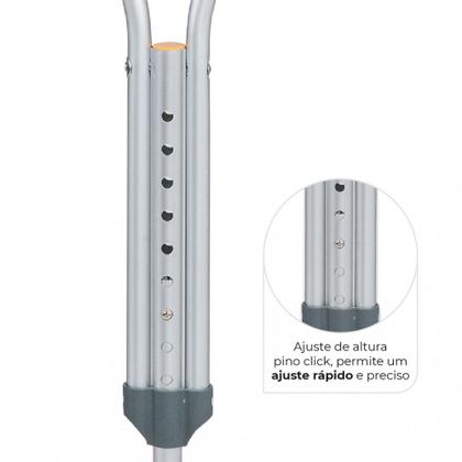 Imagem de Muleta Axilar de Alumínio P com Regulagem de Altura até 65 Kg D7 Dellamed (1 unidade)