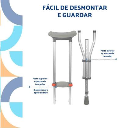 Imagem de Muleta axilar desmontável 3 em 1 cor cinza med 210 med live well 1 unid.