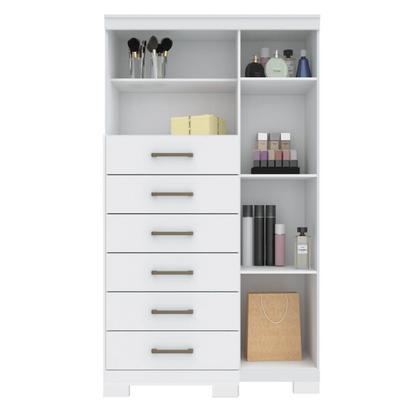 Imagem de Multi-Cômoda 1 Porta 6 Gavetas Marabá com Espelho e Pés