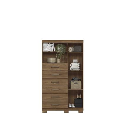 Imagem de Multi-cômoda 1 Porta 6 Gavetas Marabá com Espelho e Pés