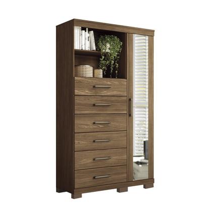 Imagem de Multi-cômoda 1 Porta 6 Gavetas Marabá com Espelho e Pés