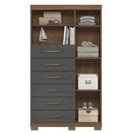 Imagem de Multi-cômoda 1 Porta 6 Gavetas Marabá com Espelho e Pés