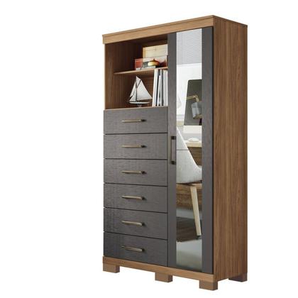 Imagem de Multi-cômoda 1 Porta 6 Gavetas Marabá com Espelho e Pés