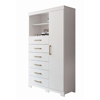 Imagem de Multi-Cômoda 1 Porta 6 Gavetas Marabá com Pés Branco