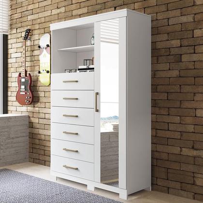 Imagem de Multi-Cômoda Marabá 1.6 1 Porta e 6 Gavetas com Pés e Espelho - Santos Andirá