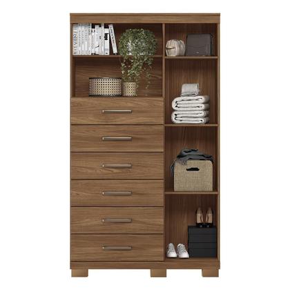 Imagem de Multi-Cômoda Marabá 1.6 1 Porta e 6 Gavetas com Pés e Espelho - Santos Andirá