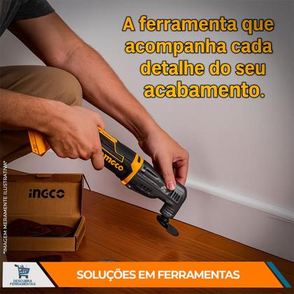 Imagem de Multiferramenta Oscilante A Bateria CMLI20228 Ingco 20V Com 6 Velocidades Até 20000RPM Ângulo de Oscilação 3.2 Graus Com Bateria 2.0Ah e acessórios