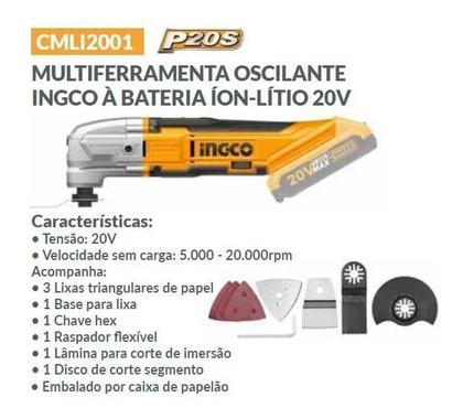 Imagem de Multiferramenta Oscilante Bateria 20v C Bateria E Carregador