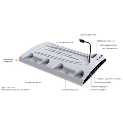 Imagem de Multifuncional PS5 /PS5 Silm Cooling Stand Dock de carregamento TP5-3570