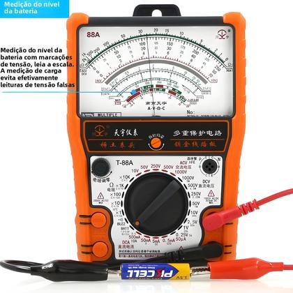 Imagem de Multímetro Analógico De Alta Precisão NJTY 88A Com Buzzer E Proteção Contra Sobrecarga, Magnético