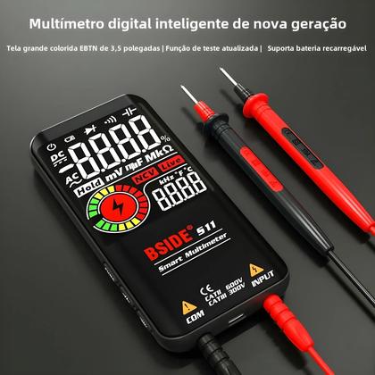 Imagem de Multímetro Digital Inteligente - Testa Tensão AC/DC, Corrente, Capacitância, Resistência e Mais