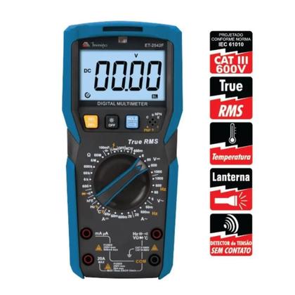 Imagem de Multímetro Digital Manual CAT III 600V 3 5/6 Dígitos ET-2042F Minipa