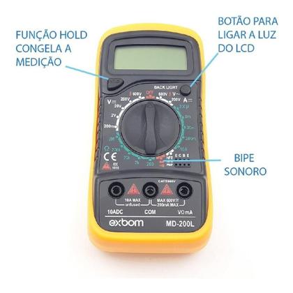 Imagem de Multímetro Digital Profissional Portátil Bateria Bip Exbom