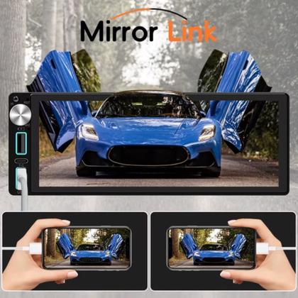 Imagem de Multimídia 1 Din Tela 6.9 Full Com Android Auto, CarPlay, Botão de volume, USB-C, Espelhamento C Fio