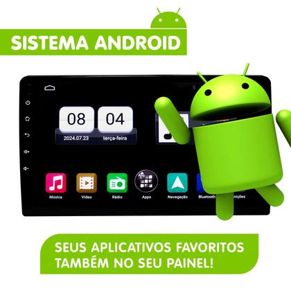 Imagem de Multimídia 9" Android Mobi 2026 Android Auto Car Play + Câmera Ré Black Piano