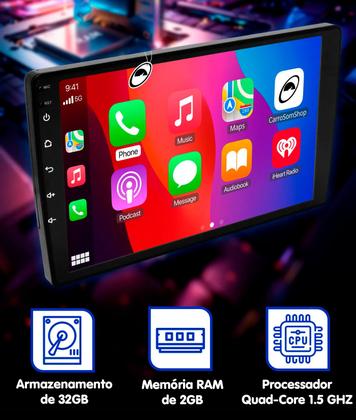 Imagem de Multimídia 9" Android Mobi 2026 Android Auto Car Play + Câmera Ré Black Piano