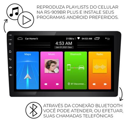 Imagem de Multimídia Android 9 Polegadas Plus Roadstar Com Processador Quad Core Bluetooth WiFi E GPS Espelha Android E iOS
