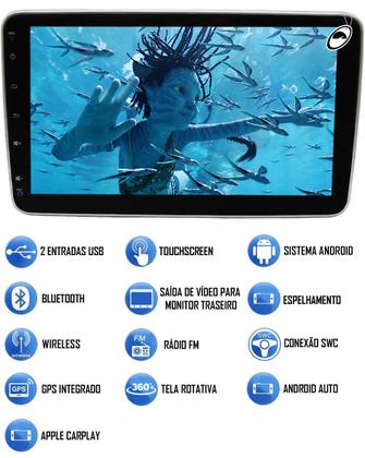Imagem de Multimídia H-Tech Android 10" Polegadas Tela Rotatória + Câmera de Ré