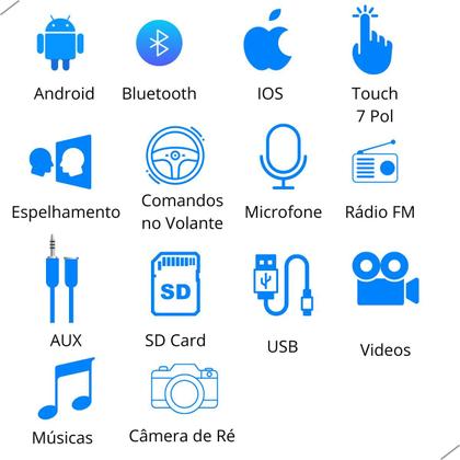 Imagem de Multimidia MP5 2 Din com Câmera de Ré e Moldura Golf Polo Bora Fox Novo Space Fox Fiesta Ecosport