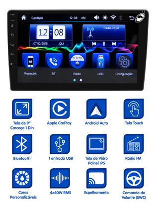 Imagem de Multimídia mp5 9 traseira 1 din h-tech ht-9002ca android auto carplay + câmera de ré