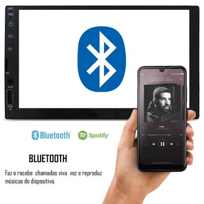 Imagem de Multimídia MP5 E-Tech 2 Din 7" Polegadas Espelhamento Bluetooth USB SD Card + Câmera de Ré